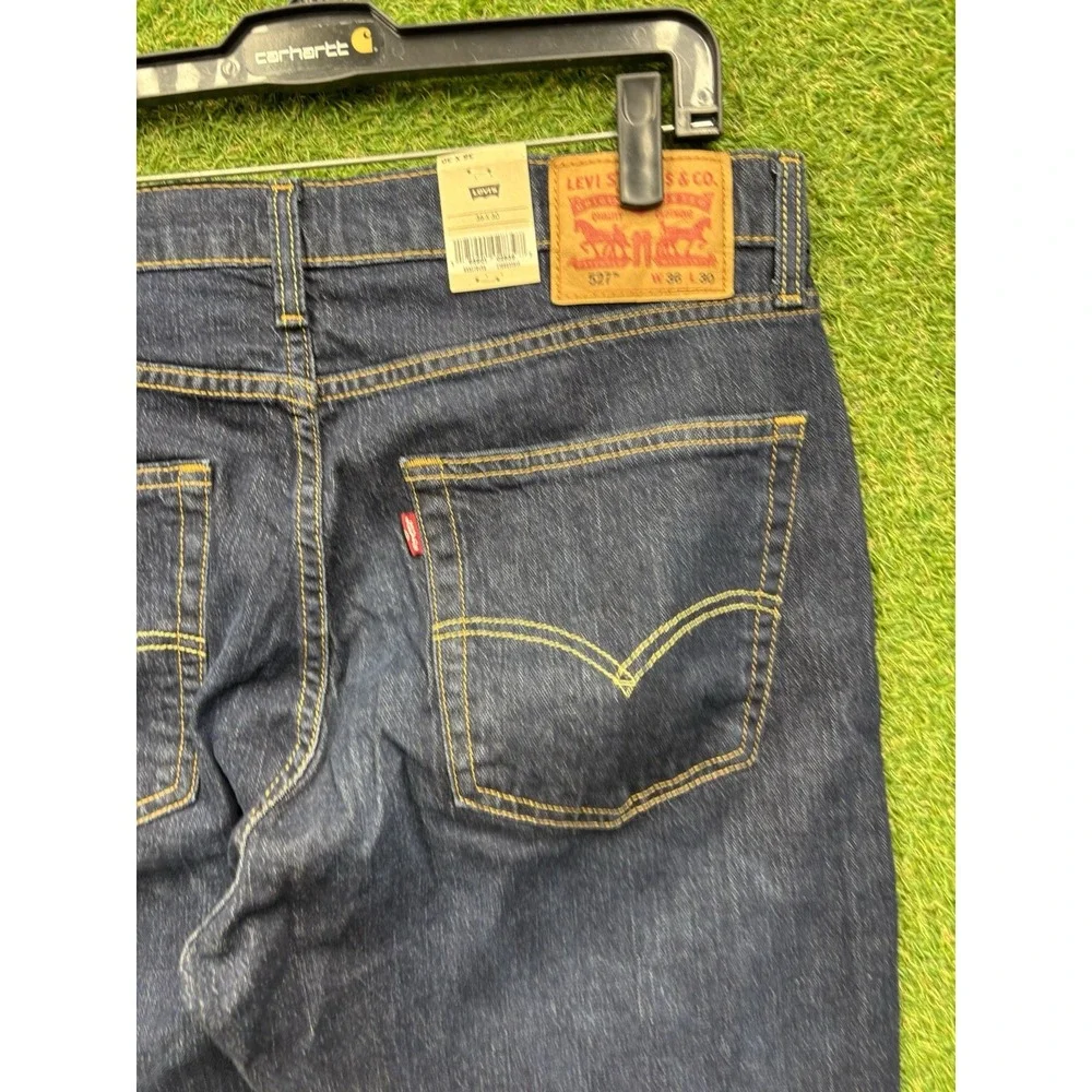 Levis 527 Jeans Mens 36x30 Blue Dark Wash Standard Bootcut Faded Whisker NEW